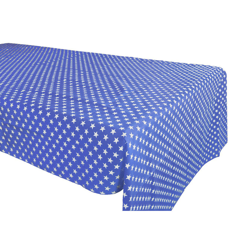 Stars Cotton Blend Independence Day Tablecloth, 120" L x 58" W, Blue
