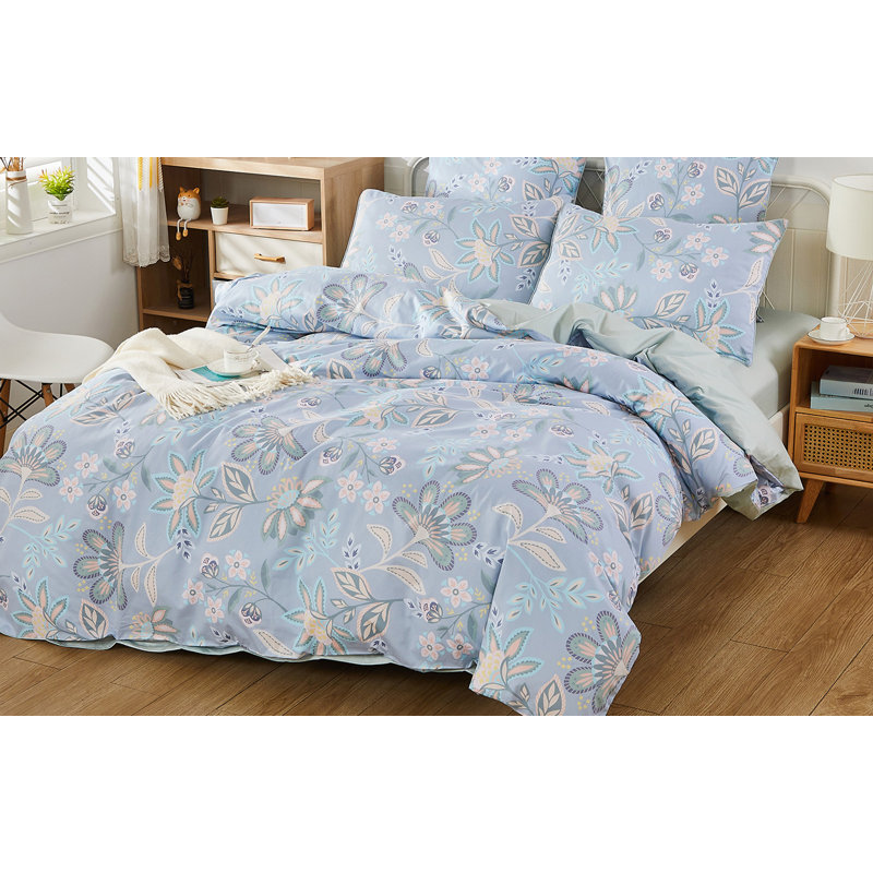 Ensemble de housse de couette 3 pièces (sans noyau), ensemble de literie pour housse de couette en coton de luxe à oiseaux et aquarelle