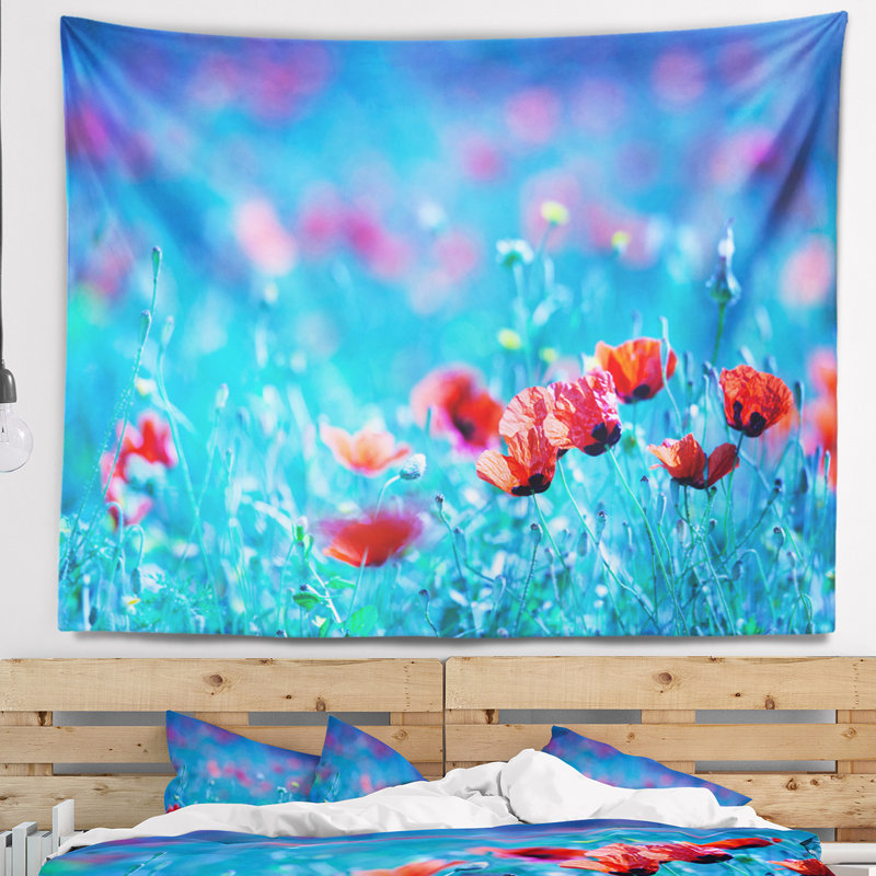 Tapisserie «Poppy Flowers Field at Night», H 32 po x l 39 po