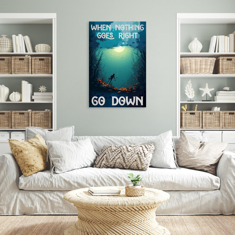 «Erelina When Rien Goes Right Go Down» - 1 pièce, reproduction d'art graphique sur toile tendue