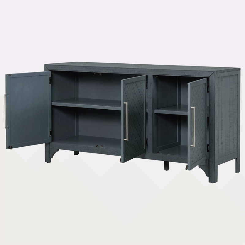 Buffet de rangement conçu avec panneau de fibres à densité moyenne + placage de pin, tablettes réglables, convenant aux salons, aux entrées et aux salles d'étude.