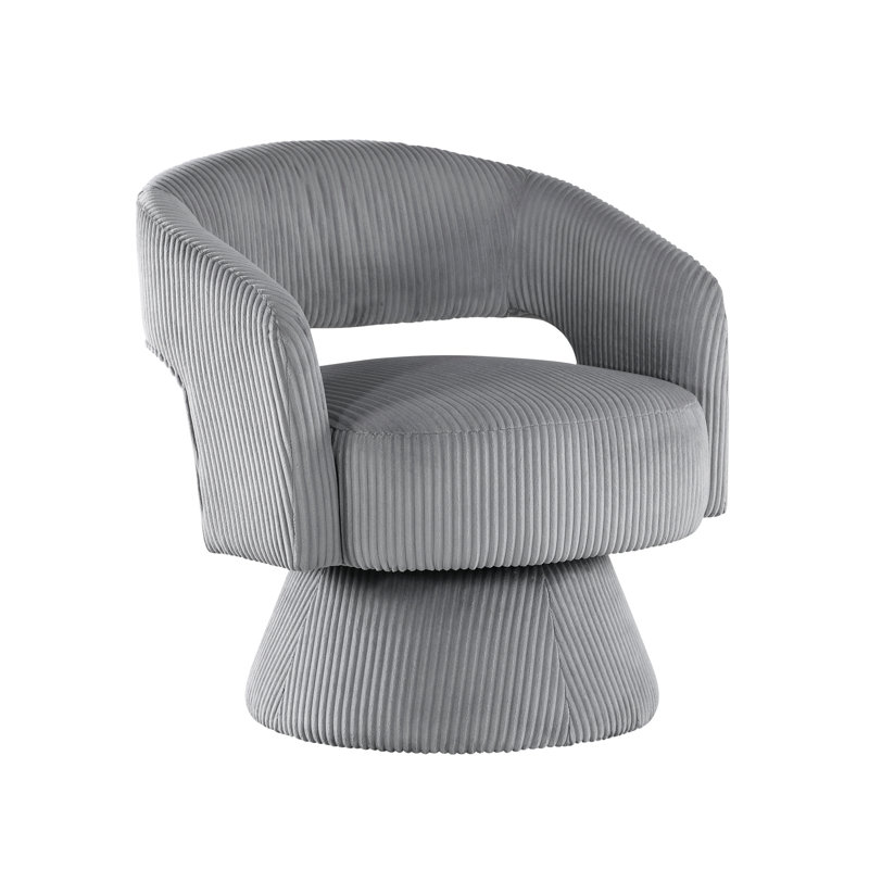 Élégante chaise pivotante à 360 degrés, velours côtelé gris foncé, structure en bois massif, Gris foncé