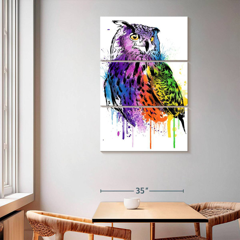 Chouette aquarelle, H 65 po x l 42 po