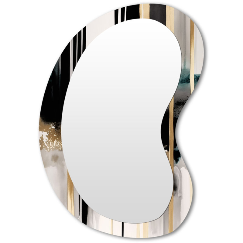 Abstract Transitional Shapes IV - Abstract Shapes Unique Shape Large Mirror, Modern Asymmetrical Decorative Wall Mirror, Printed Metal Art