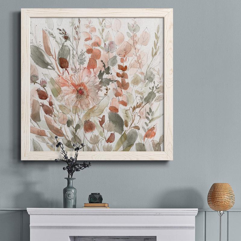 Birch Wood Clearing - Peinture sur toile encadrée, H 27,5 po x l 27,5 po x P 1,5 po, Cadre blanc