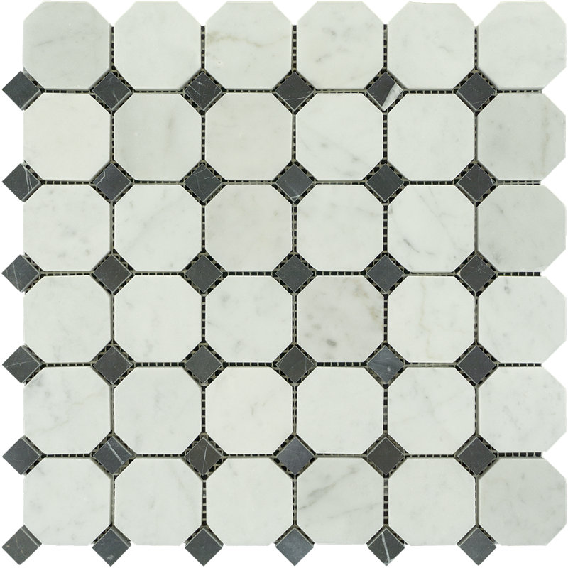 Mosaïque de sol et de mur en marbre blanc Carrare