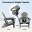 Fauteuil Adirondack surdimensionné GVDV en PEHD, capacité de charge de 181 kg, fauteuil de patio statique tout temps avec porte-gobelet intégré, fauteuil d'extérieur nécessitant peu d'entretien pour porche, piscine ou jardin-130972214