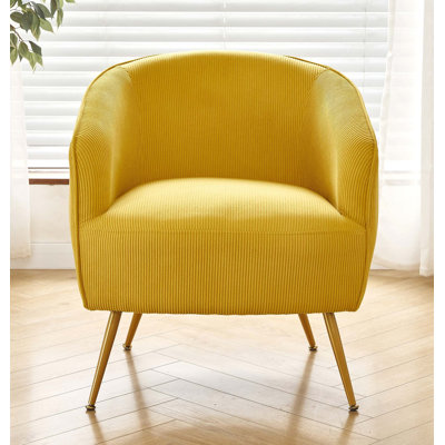 Fauteuil d'appoint moderne en velours côtelé avec pieds en métal doré pour le confort du salon