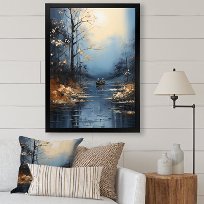 «Blue Moonlit River Blooms III - River», art mural