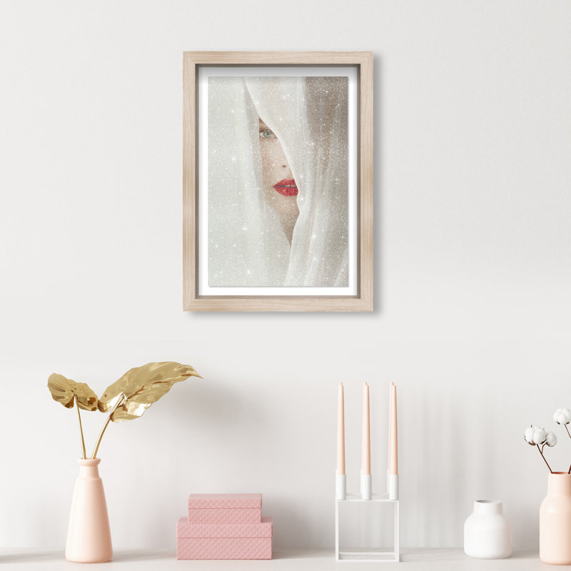 Secret Under Silk Print by Oliver Gal, 25.5"H x 17.5"W, Natural Oak Shadowbox