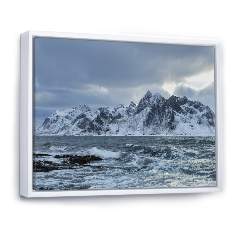 Dans le désert de l'Alaska I, H 30 po x l 40 po x P 1,5 po, Cadre flottant blanc