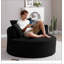Fauteuil rond rond en mousse de velours côtelé avec accoudoirs et siège profond avec accoudoirs et 3 coussins, sans assemblage requis-1224886738