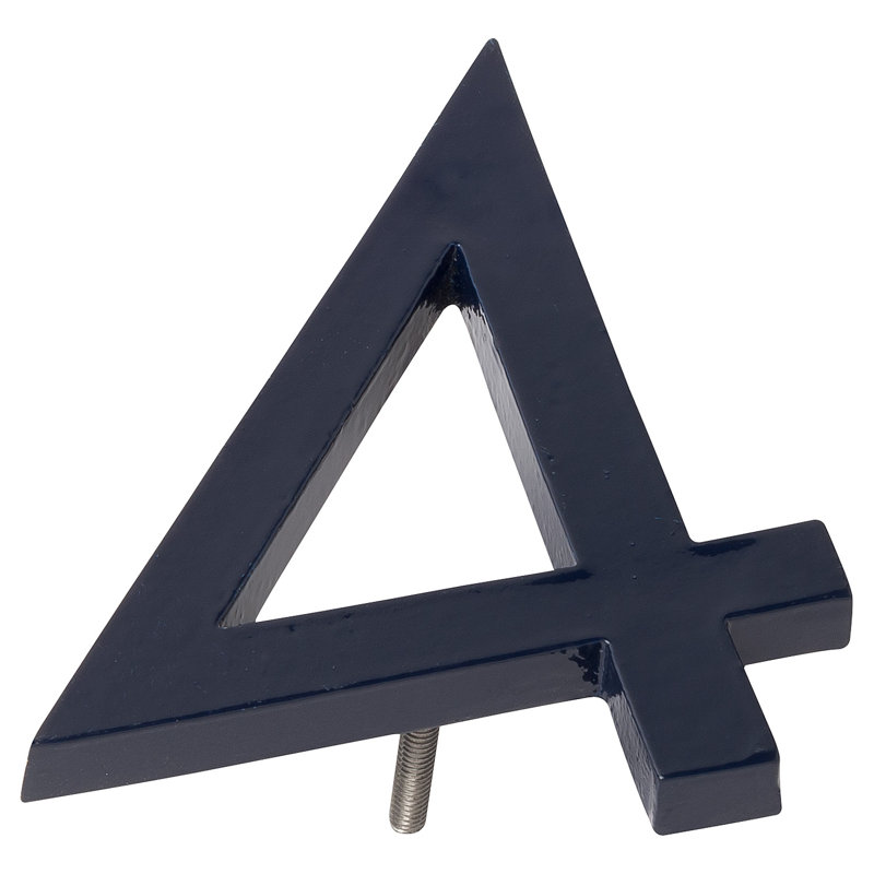 l 4 pi 5 po x Numéro de maison à fixation flottante, 4, Bleu marine