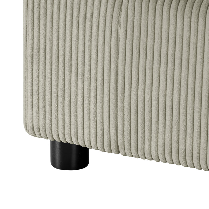 Beige Corduroy Ottoman