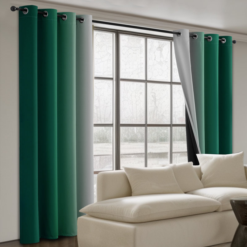Rideaux 100% occultants, rideaux obscurcissant avec œillets pour chambre à coucher, Vert foncé, L 52 po x L 84 po