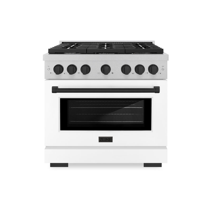 ZLINE Autograph 36" Paramount Dual Fuel DuraSnow® Range w/ White & Black Accents (SDRSZ-WM-36-MB), 4