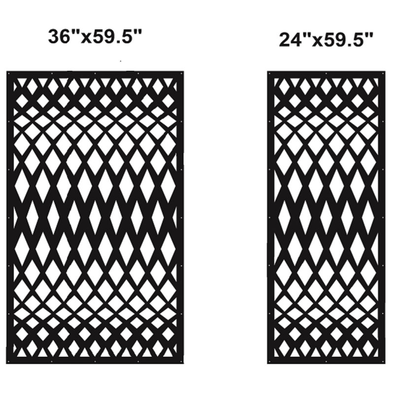 Panneau d'intimité en aluminium découpé au laser à motif géométrique Dime, Blanc mat, L 36 po x H 60 po
