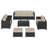 7-piece Outdoor Wicker Sectional Sofa Set With Ottomans & Storage Table, All-weather Patio Conversation Set For Backyard, Garden & Poolside-249804329-249625263