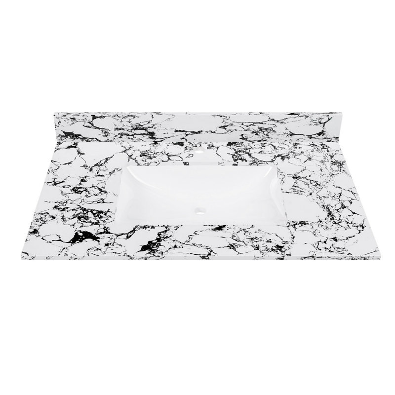 Plateau de meuble-lavabo de salle de bain avec lavabo encastré en céramique, comptoir de meuble-lavabo moderne avec 1 trou pré-percé