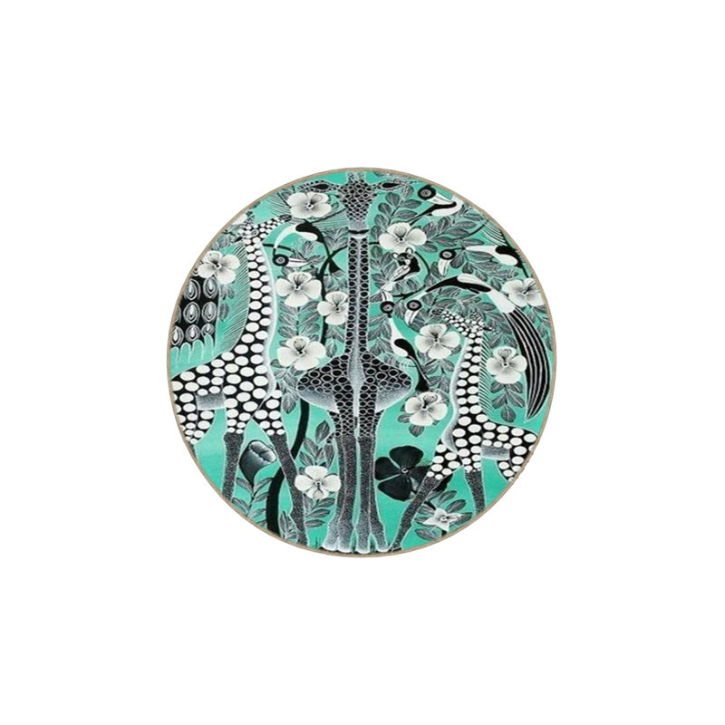 Animal Patterned Woven Floor Carpet, Round 5'
