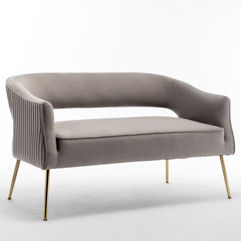 Deybi 51'' Velvet Recessed Arm Loveseat, Gray Velvet