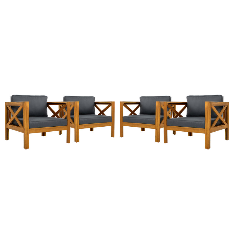 Chaises longues avec coussins amovibles Kincaid, Gris foncé