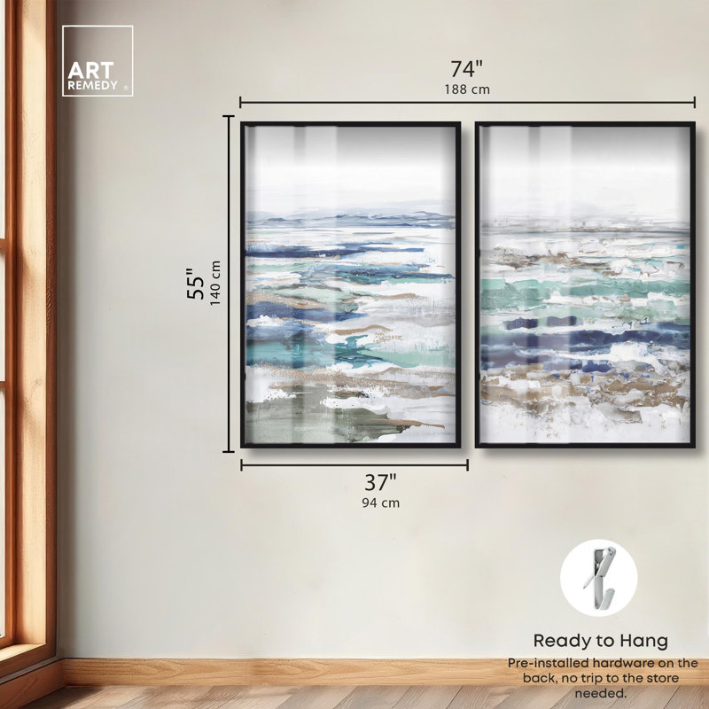 Coral Coastal Blue Art , H 55 po x l 37 po, Noir