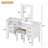 Elegant Vanity Desk With Mirror, Lights, And 7 Drawers, Cushioned Stool-726464703