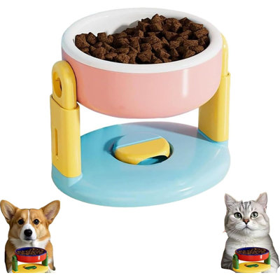 Adjustable Height Suction Cup Pet Bowls, 3-Tier Raised Food Water Feeding Station Easy To Clean For Small Medium Large Dogs Cats-Pink