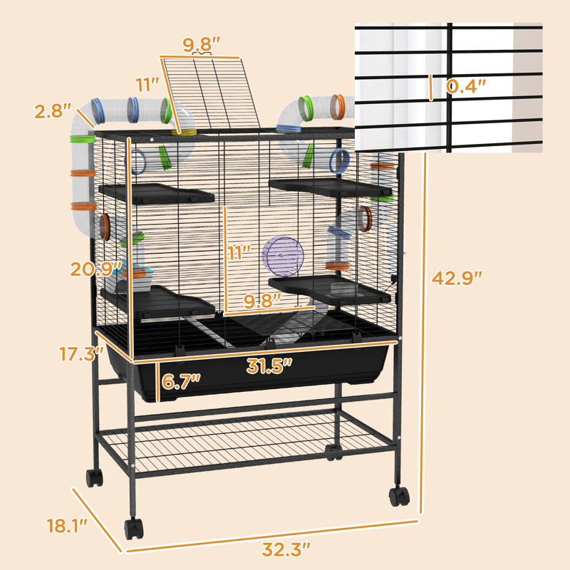 Cage pour petits animaux avec système de tubes pour hamsters et gerbes syriens