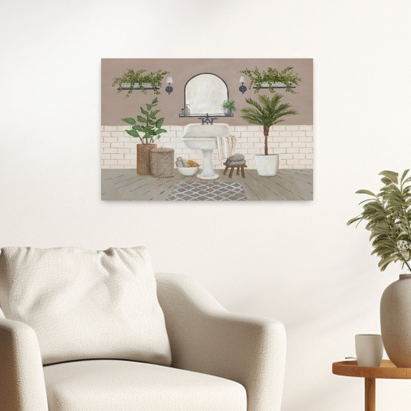 Farmhouse Bath II, art contemporain, H 16 po x l 24 po