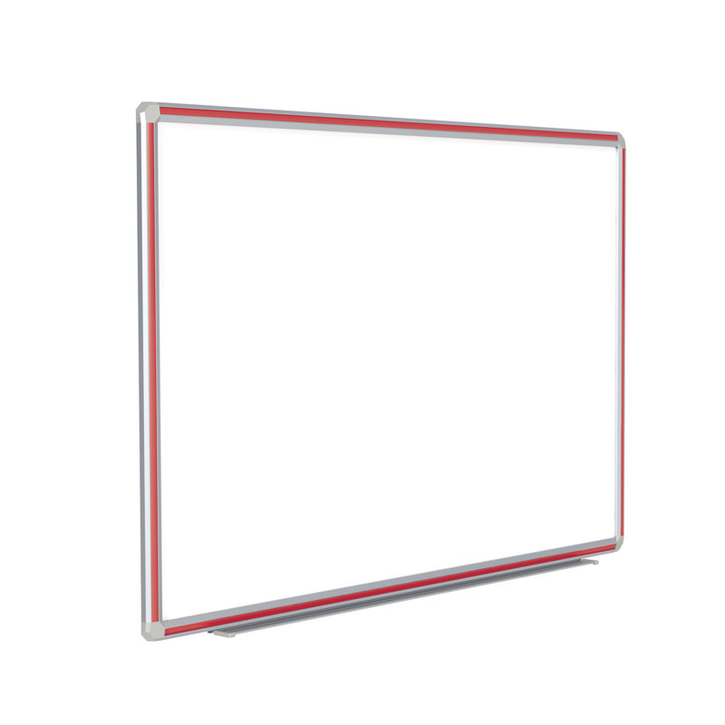 Tableau blanc magnétique en porcelaine avec cadre en aluminium DecoAurora Ghent, H 4 pi x l 6 pi, Rouge