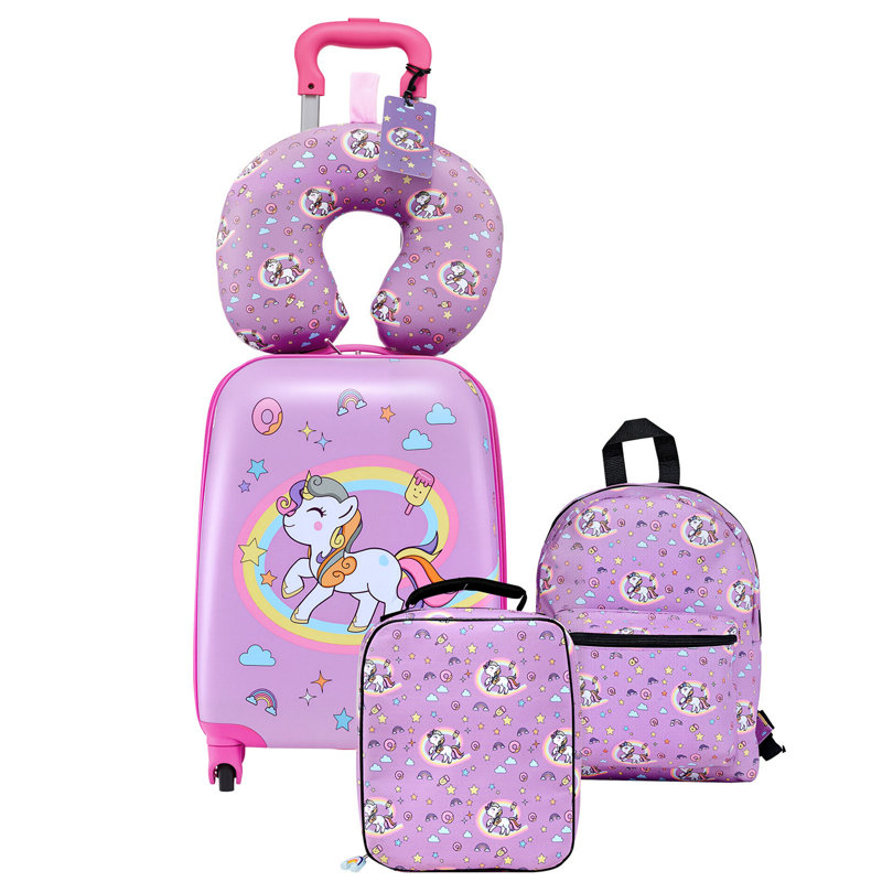 Airline-Approved Kids Luggage Set with Spinner Wheels and Adjustable Handle