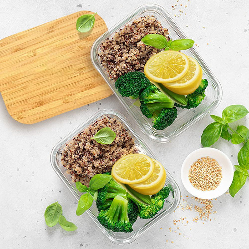 Dangelo Premium Glass 4 Food Containers With Sustainable Rayon from Bamboo Lid Glass Storage Jars