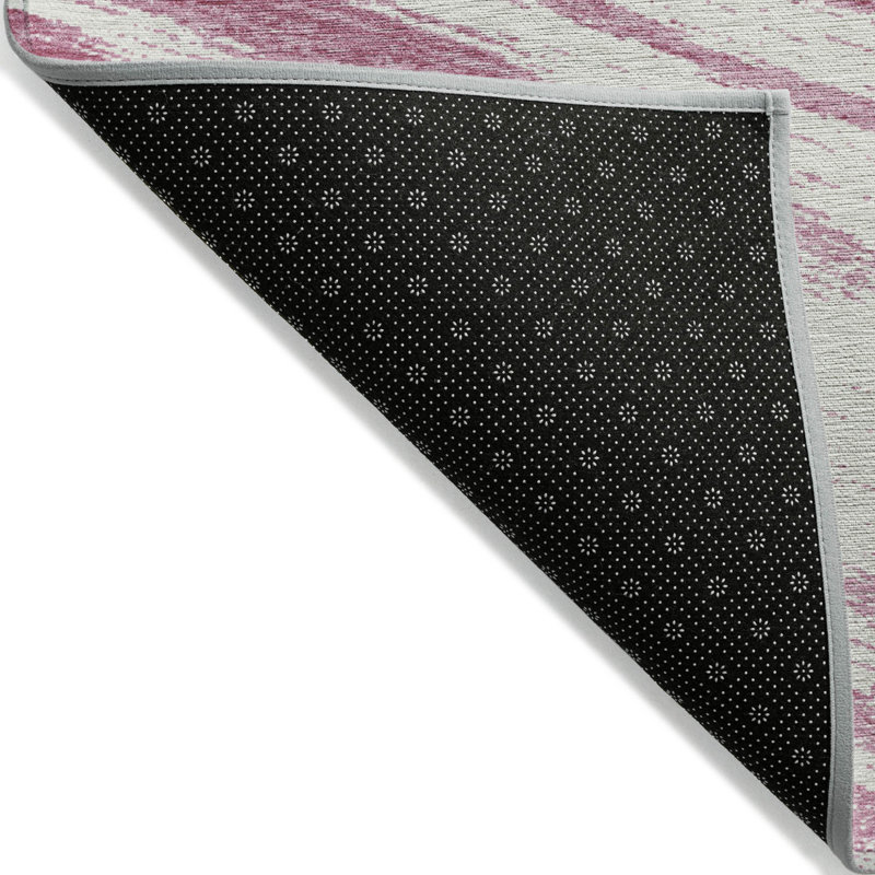 Tapis intérieur lavable abstrait 3 pi x 5 pi rosé et ivoire