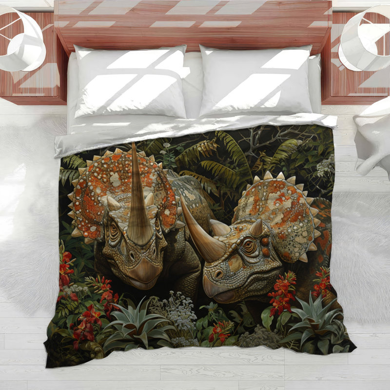 Dolphin White Blue White/Blue Microfiber Duvet Cover, Queen Duvet Cover