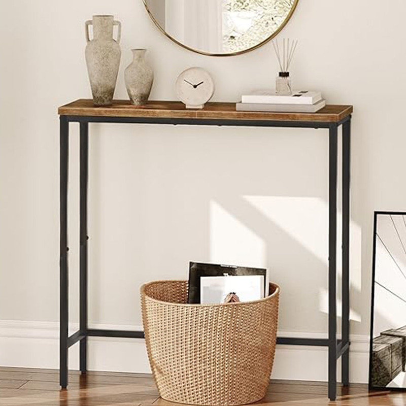 Narrow Console Table, Small Entryway Table, Thin Sofa Table, Display Table, for Hallway, Bedroom, Rustic Brown and Black