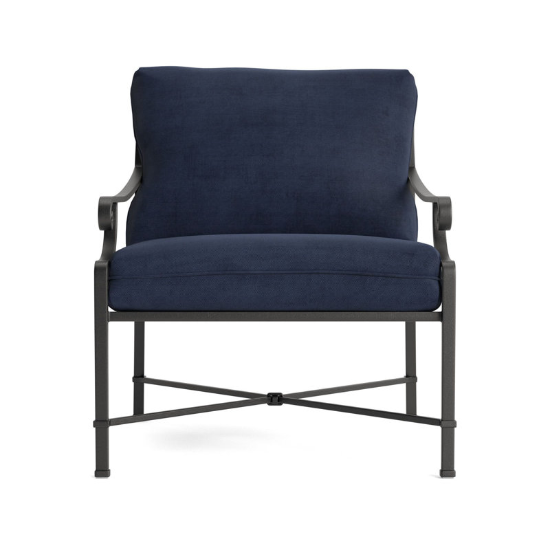 Venetian Outdoor Lounge Chair, Textured Pewter, Fusion Neptune