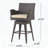 Modern Wicker Swivel Barstool – Multi-Brown with Tapered Legs & Beige Cushion, 1-Piece