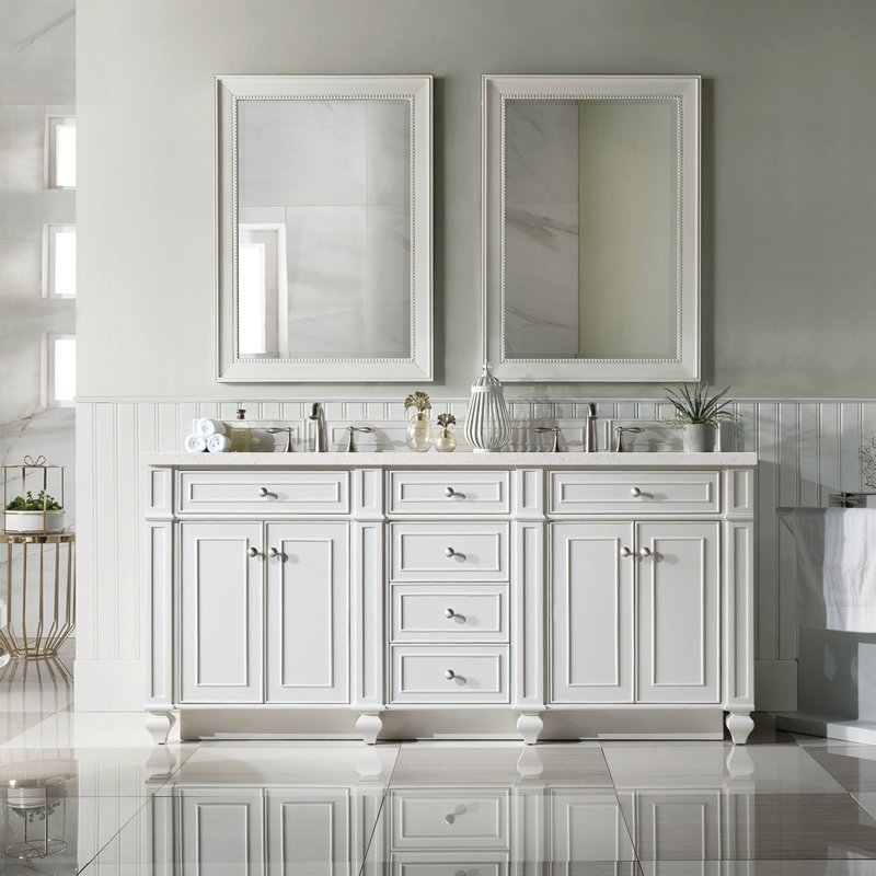 Meuble-lavabo double l 72 po Bristol, Blanc brillant, Délice de lime, 8 po
