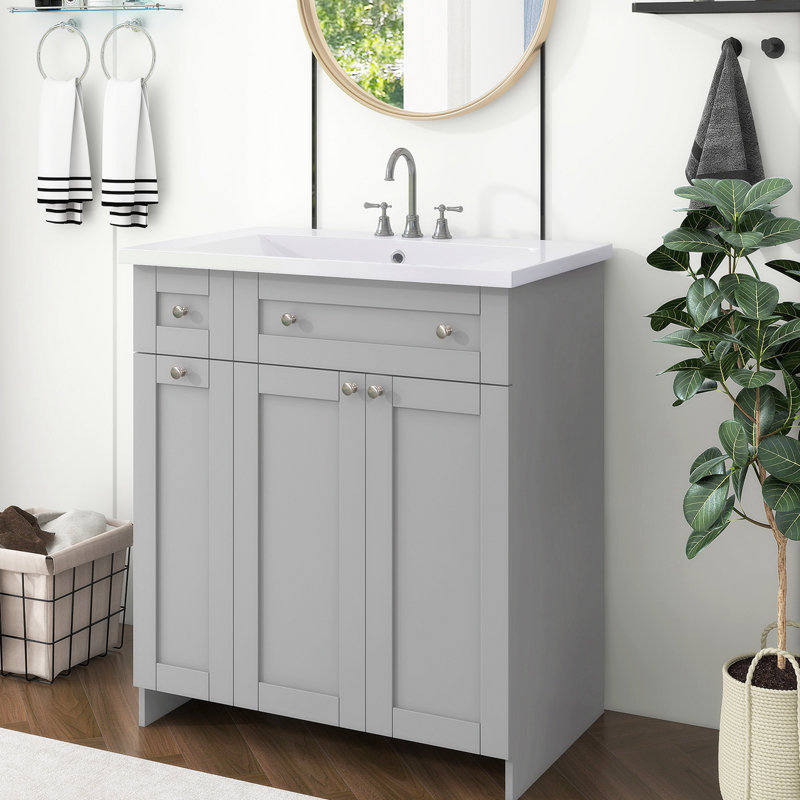 Meuble-lavabo simple 18,09 po avec plateau en résine, Gris