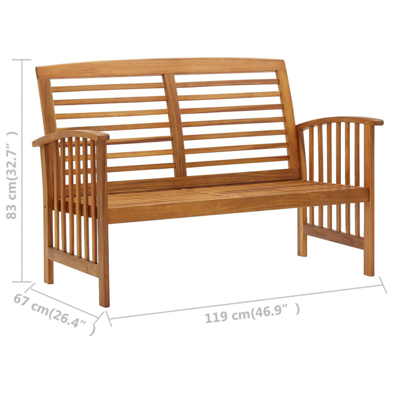 Michaux 4 Seater Conversation Set, Brown, 2 x Bench + Table