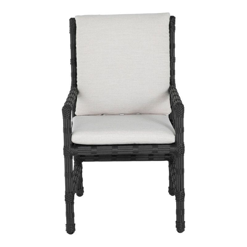 Newport Patio Dining Armchair with Cushions, No Welt, Verona Silver, Onyx