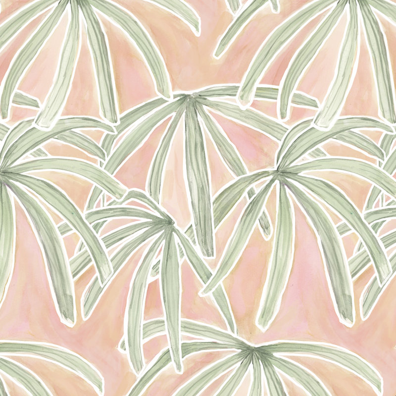 Boho Palms - Peinture, H 12 po x l 12 po, Non, Toile tendue