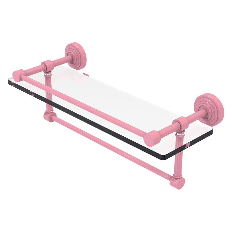 Tablette en verre avec barre à serviettes Gallery, H 5 po x l 16 po x P 5 po, Or espagnol