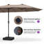 Parasol de marché pour terrasse 13 pi avec DEL solaire et base Rectangle double face-1330750301