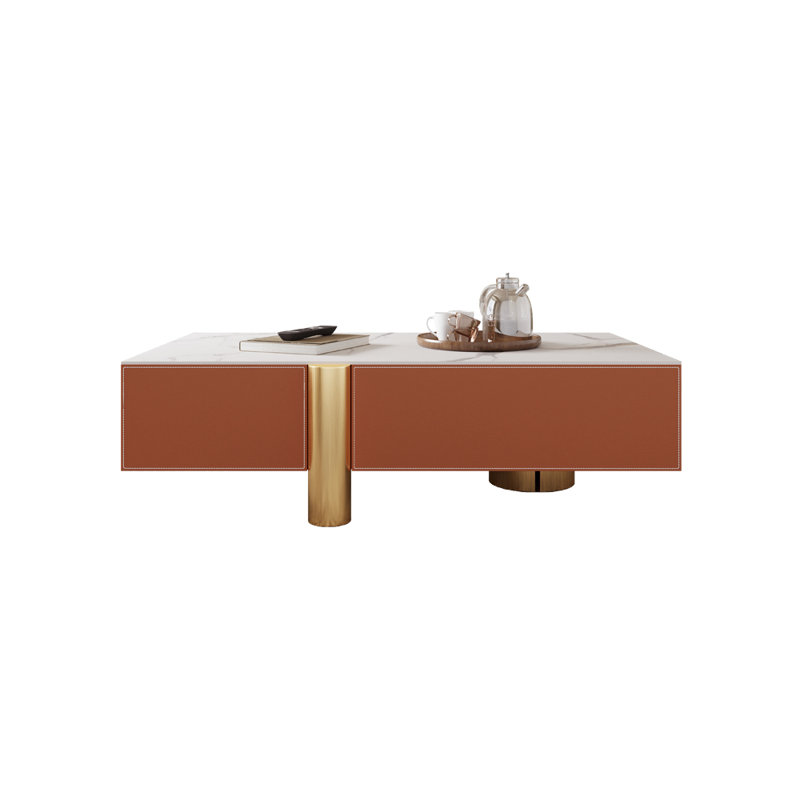 Table basse légère de style luxueux, H 13,78 po x L 55,12 po x l 31,5 po, Brun