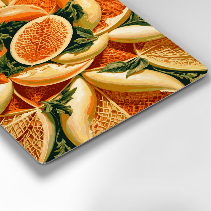 Fruit, melon persan brun, art mural en métal, H 8 po x l 10 po