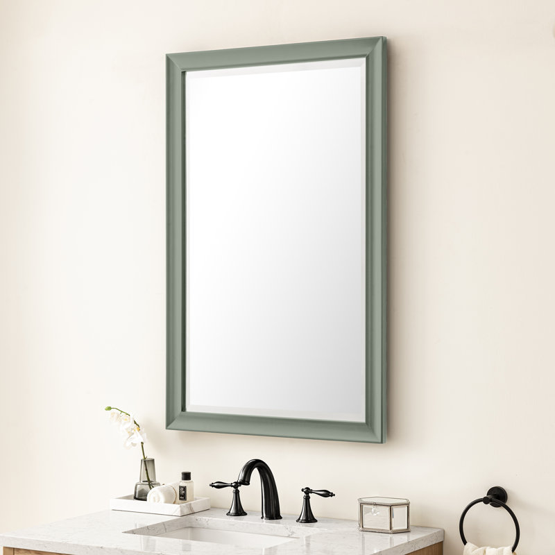 Glenbrooke Solid Wood Beveled Wall Mirror, 38" x 26", Smokey Celadon