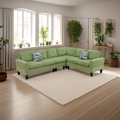 Canapé modulaire de coin en L vert 4 pièces Lazara